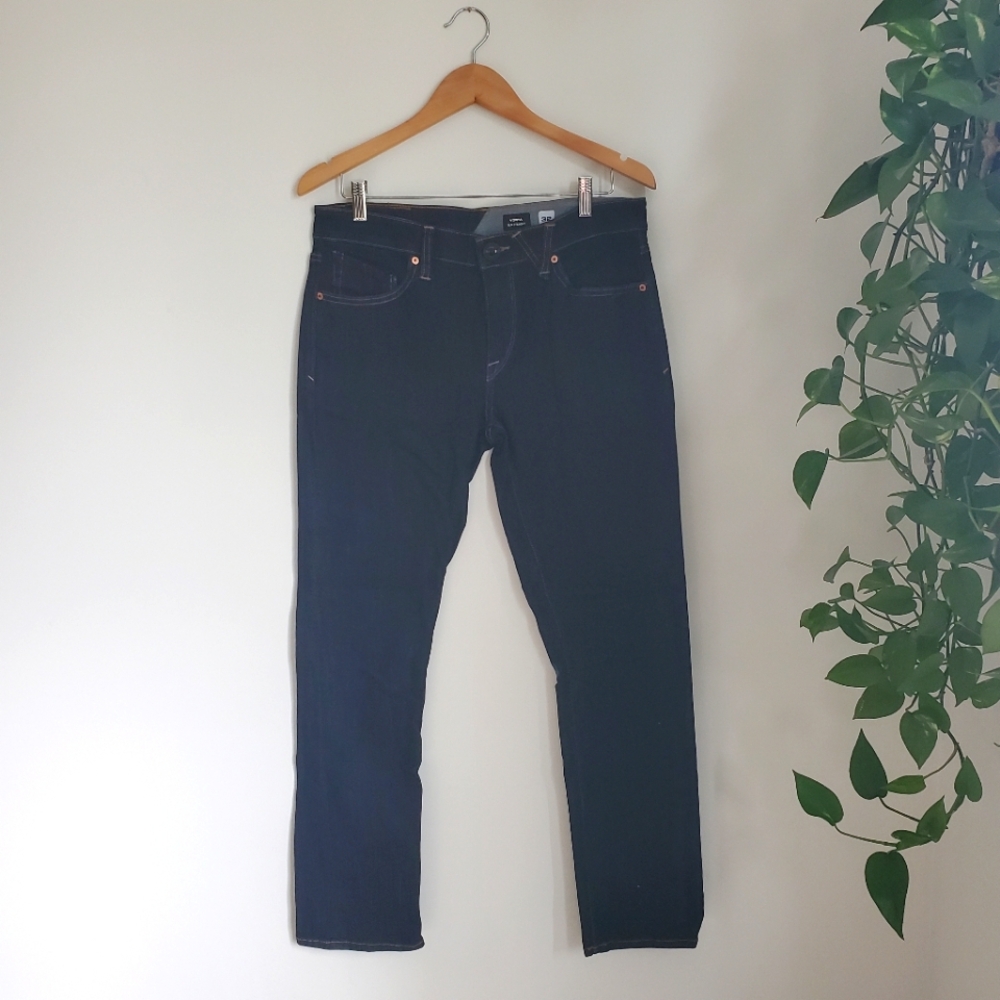 VOLCOM | Dark Blue Indigo Vorta Slim Straight Denim Jeans (32)